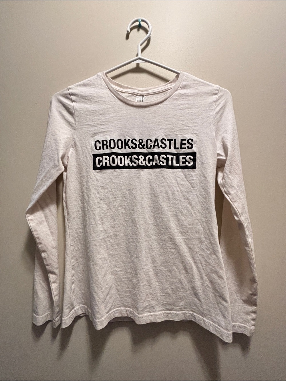 CROOKS & CASTLES White Long Sleeve Small Women’s Shirt Top